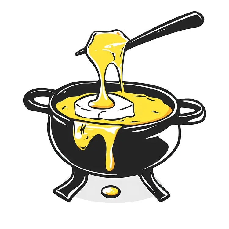 Cheese Fondue in Black Pot
