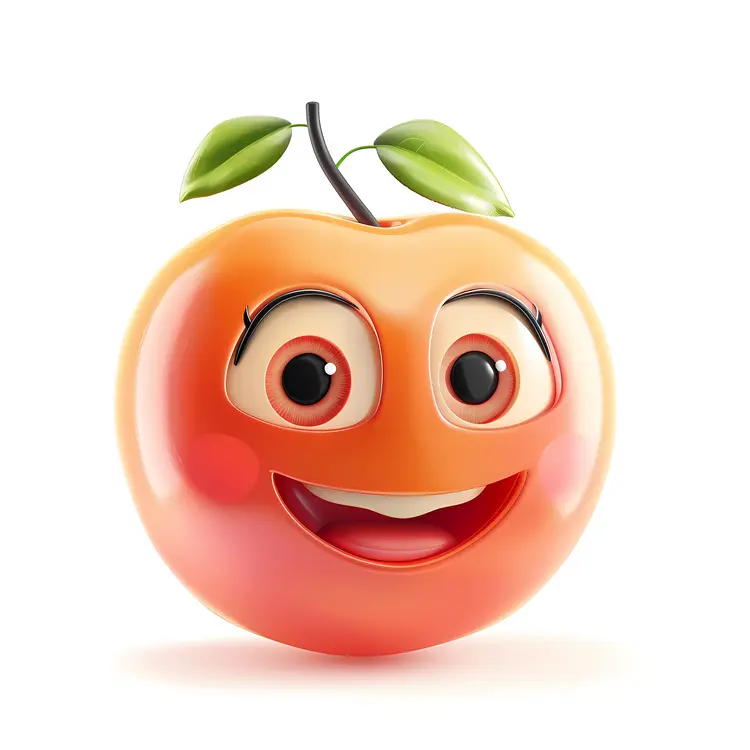 Smiling Peach Cartoon Illustration