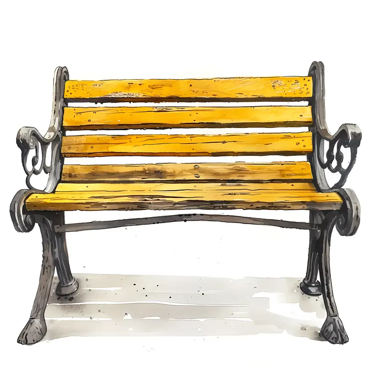Weathered Yellow Bench Illustration