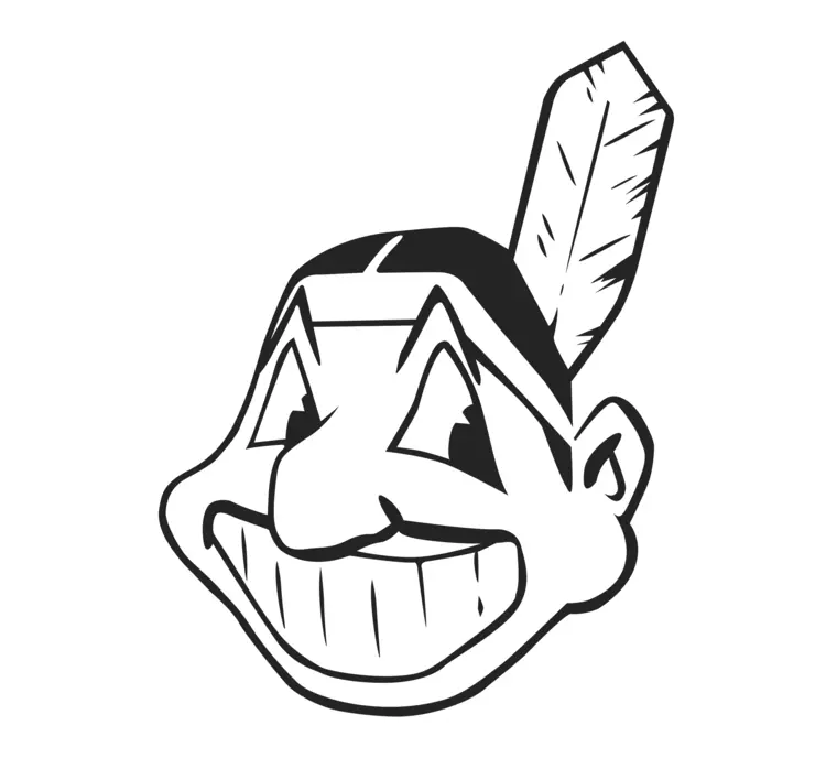 Smiling Native American Head with Feather Logo