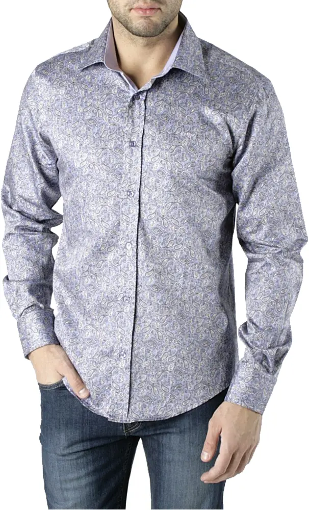 Purple Patterned Long Sleeve Shirt