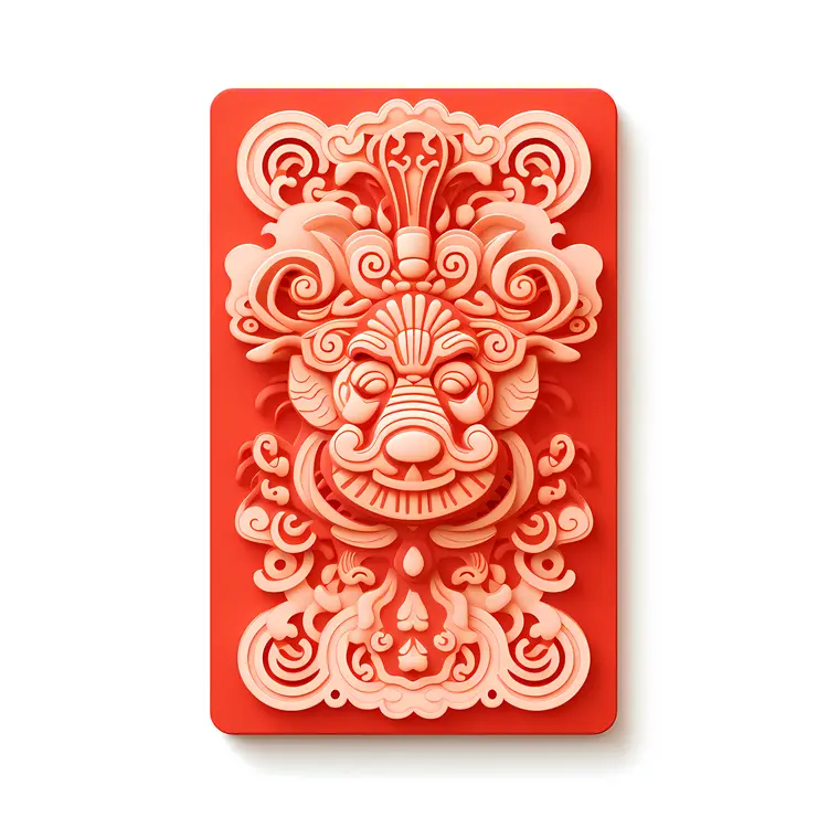 Traditional Red Carved Plaque
