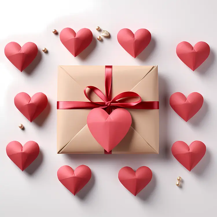 Beautiful Gift Box with Hearts for Valentine's Day
