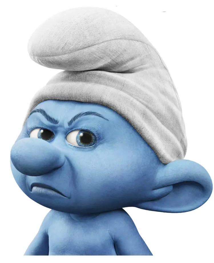 Frowning Blue Smurf with White Hat