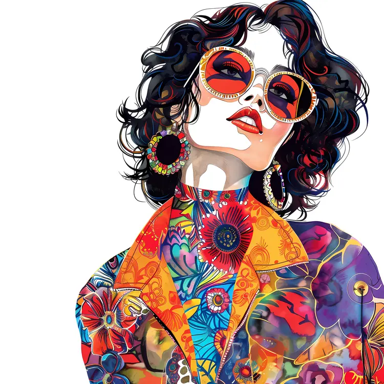 Floral Portrait with Sunglasses and Floral Jacket