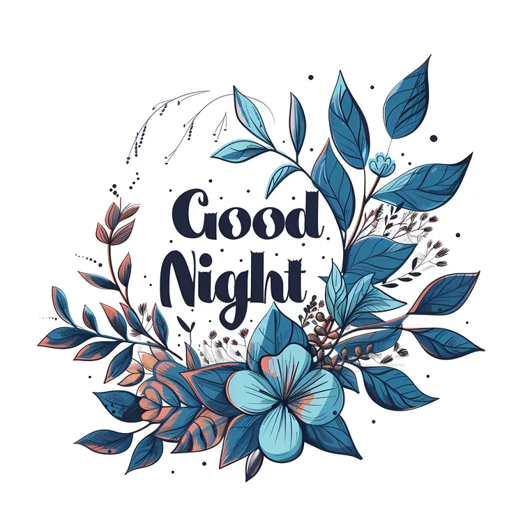 Good Night Text with Floral Design