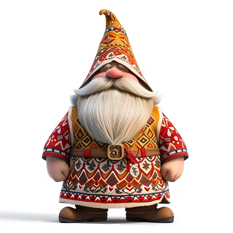 Cute Gnome with Patterned Clothes