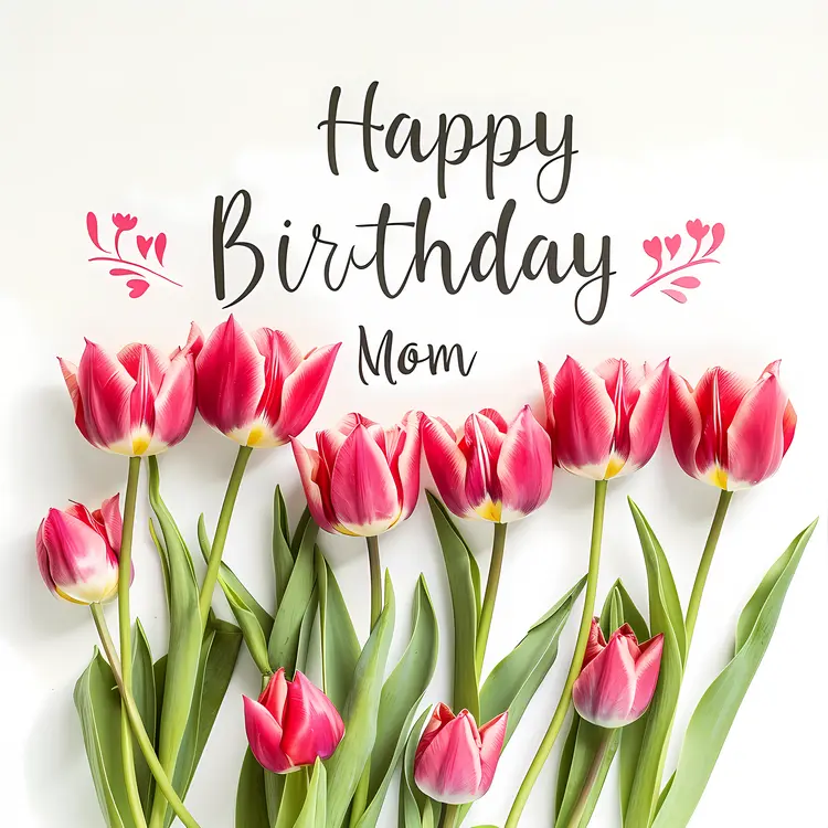 Happy Birthday Mom Card with Tulips