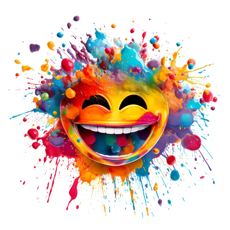 Vibrant Smiley Face with Colorful Splash