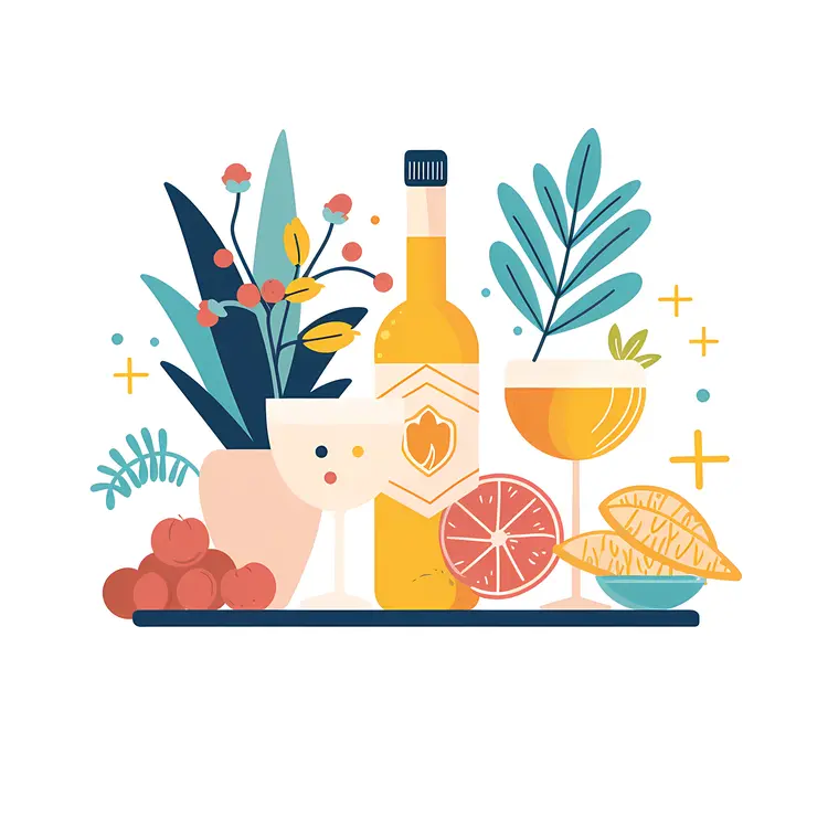 Wine and Fruits with Plants