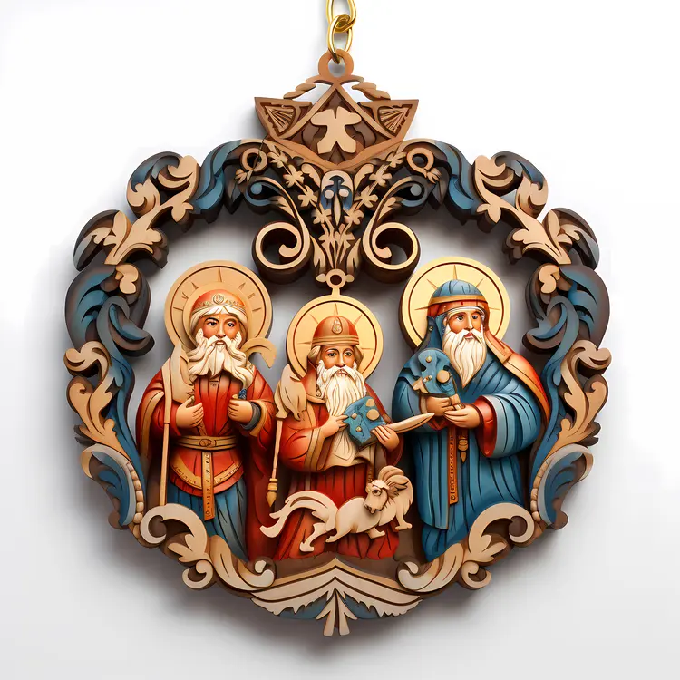 Wooden Carved Religious Ornament for Christmas