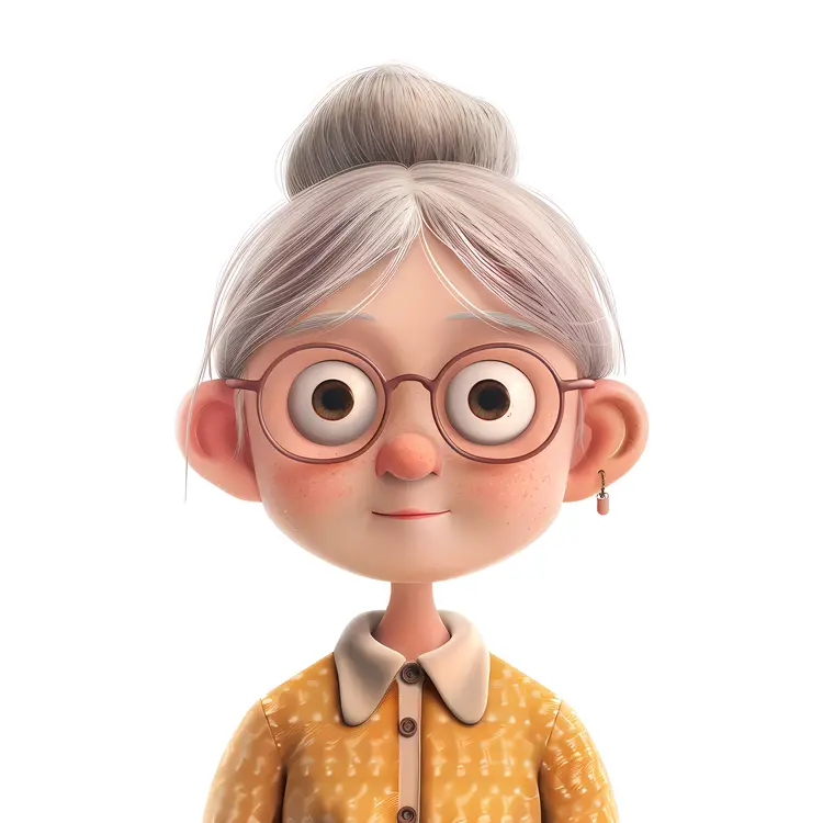 Adorable Elderly Woman Cartoon Character