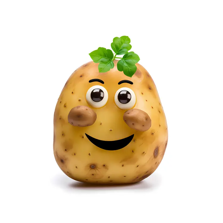 Smiling Potato with Leaves