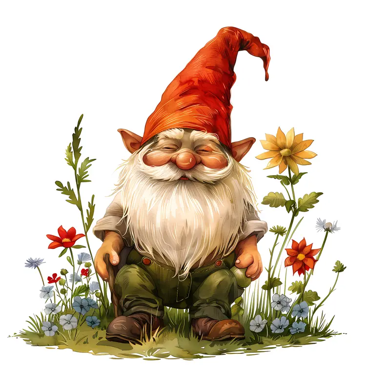 Garden Gnome with Flowers