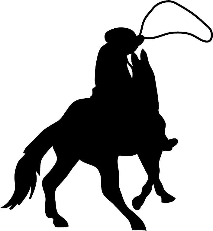 Silhouette of Cowboy with Lasso on Horse