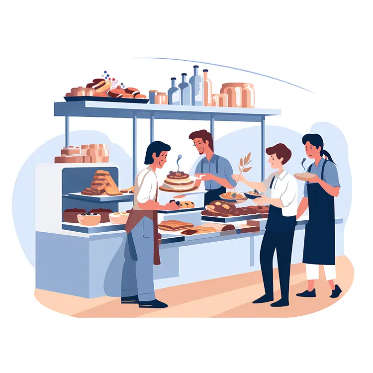 Bakery Counter with Customers