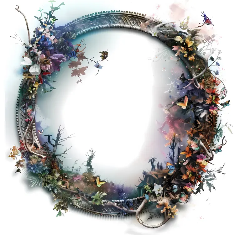Intricate Circular Floral Frame