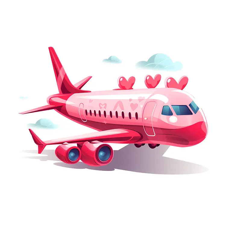 Cute Pink Airplane with Hearts
