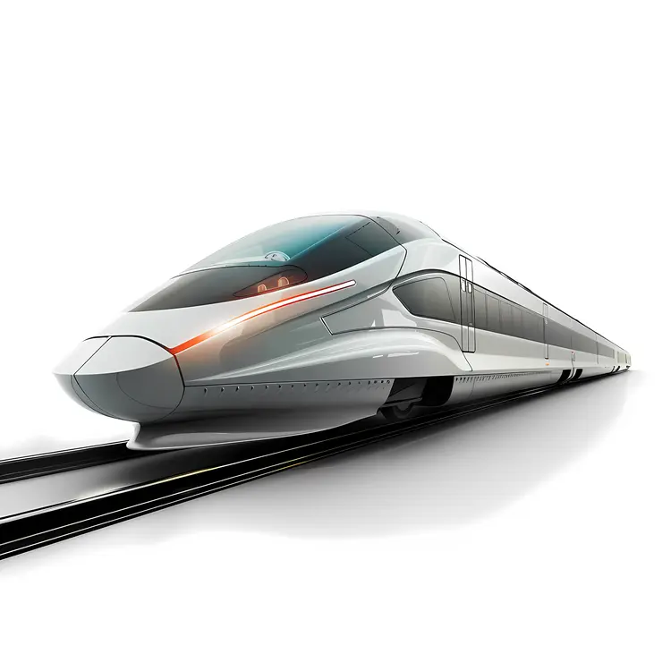 Sleek High-Speed Train on Tracks