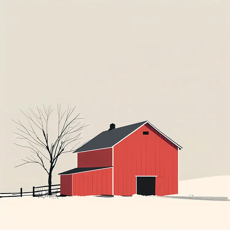 Red Barn in Winter