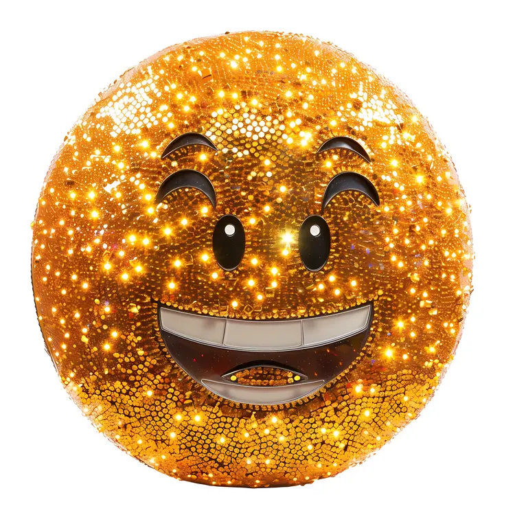 Sparkling Golden Smiley Face Emoji