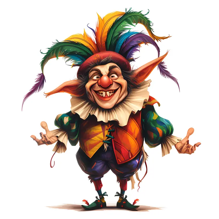 Colorful Jester with Festive Costume
