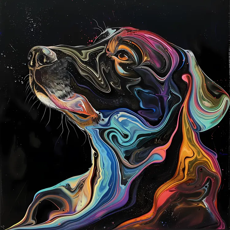 Colorful Dog in Digital Art