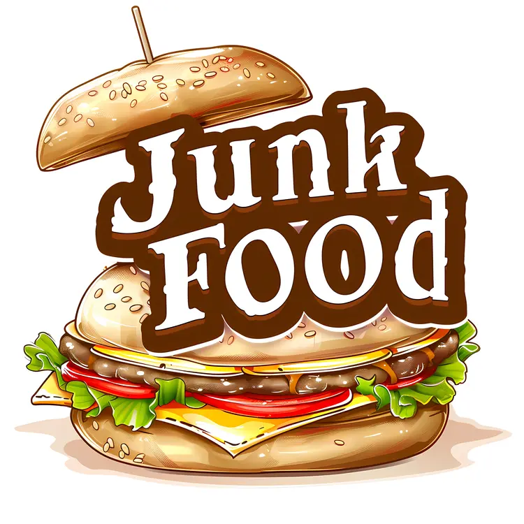 Cartoon Cheeseburger Junk Food