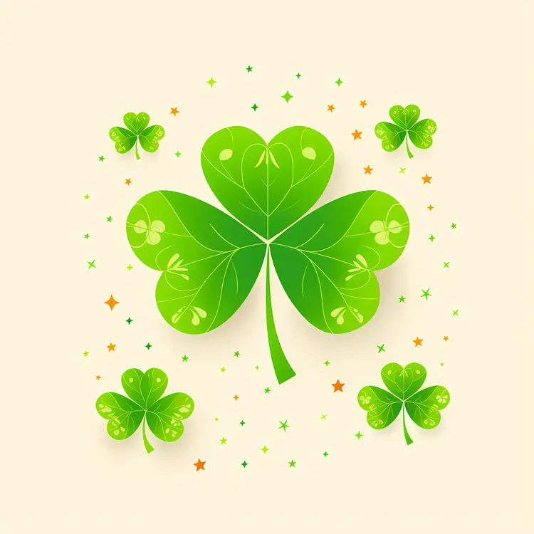 Green Clover Plant with Sparkles