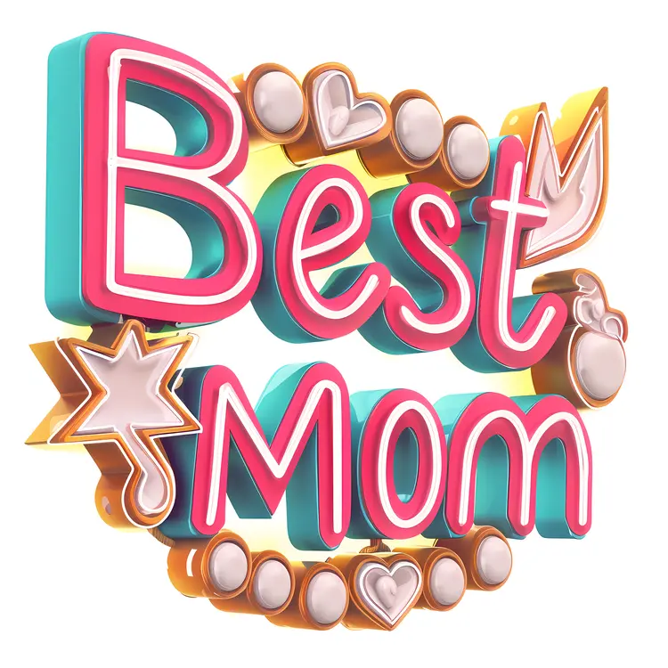 Best Mom Colorful Text Design