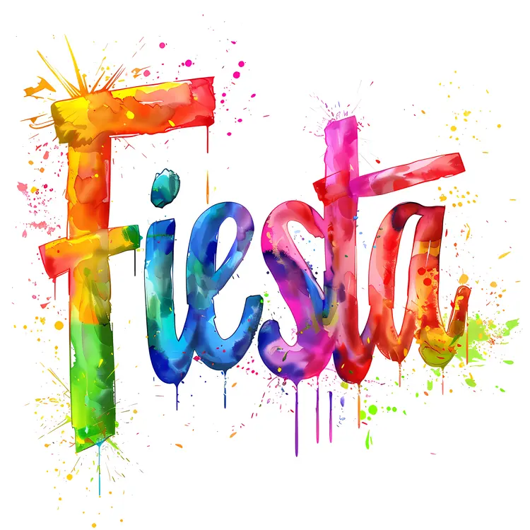 Watercolor Fiesta Typography with Splashes