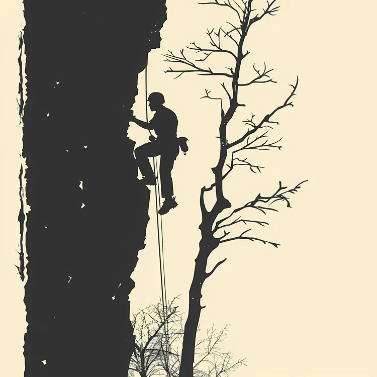 Rock Climber Silhouette on Cliff