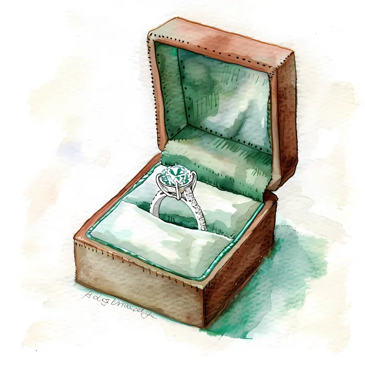 Engagement Ring in Wooden Box