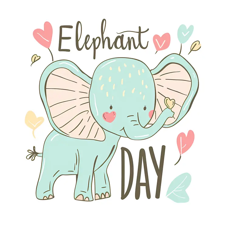 Cute Elephant with Hearts