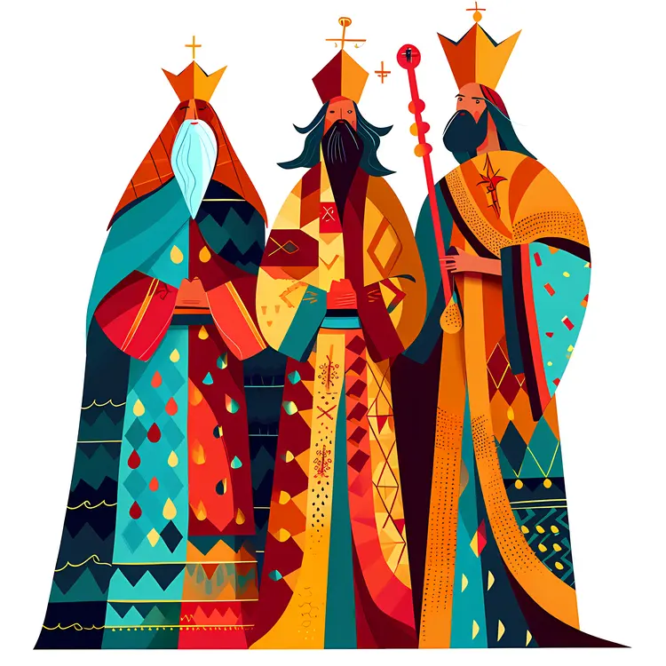 Three Kings in Colorful Robes