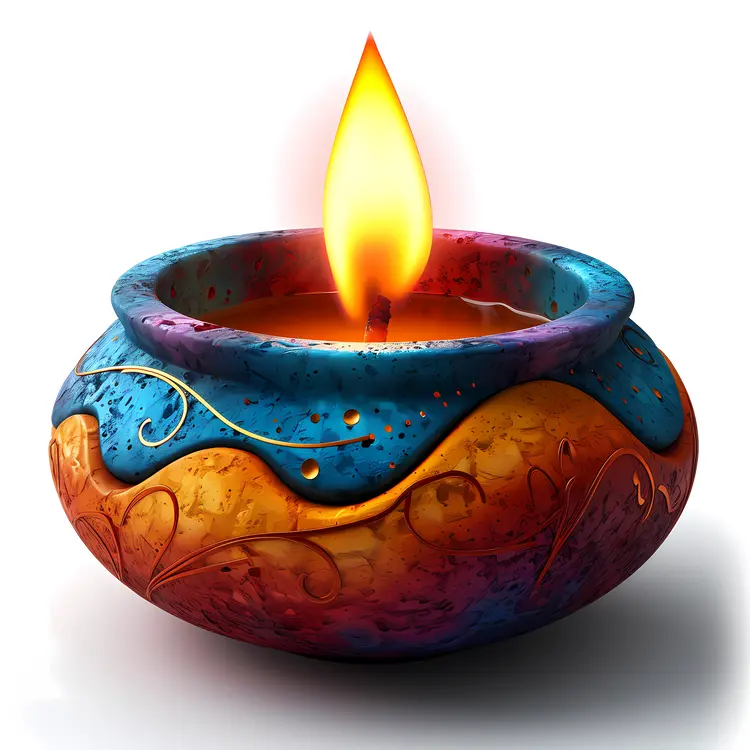 Colorful Decorative Candle with Flame