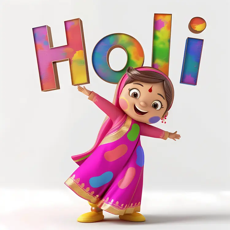Holi Celebration with Colorful Girl