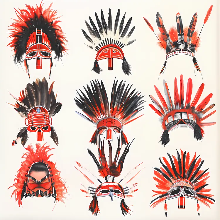 Red and Black Feather Masks Collection