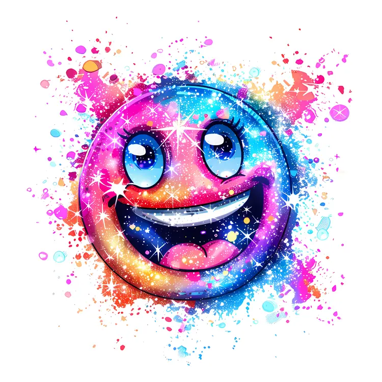 Colorful Sparkling Happy Emoji