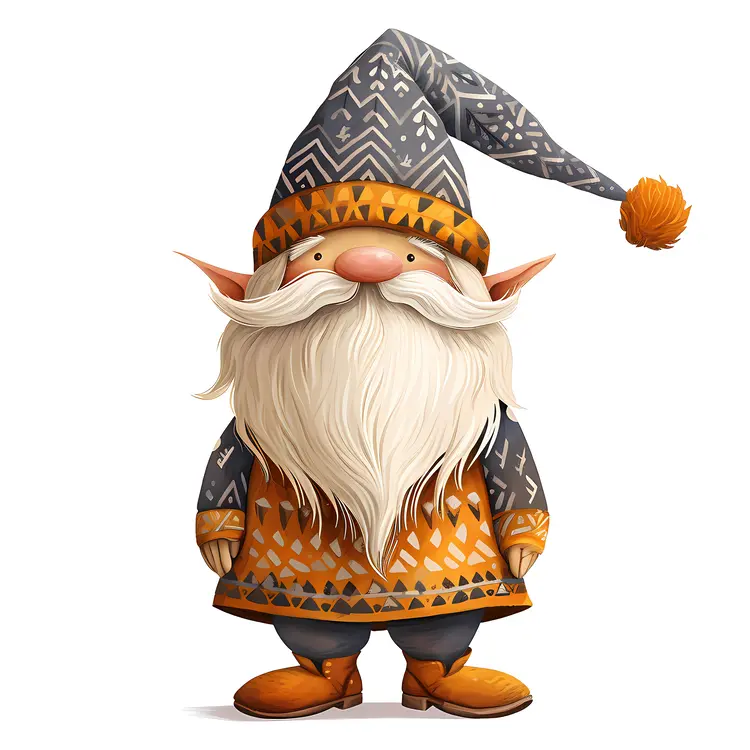 Gray Hat Gnome in Festive Attire