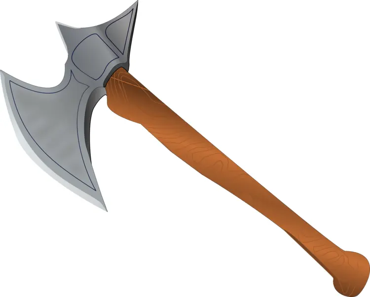 Sharp Battle Axe with Wooden Handle