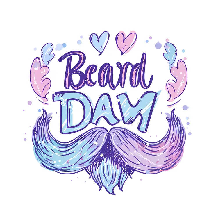 Beard Day Celebration with Hearts and Feathers