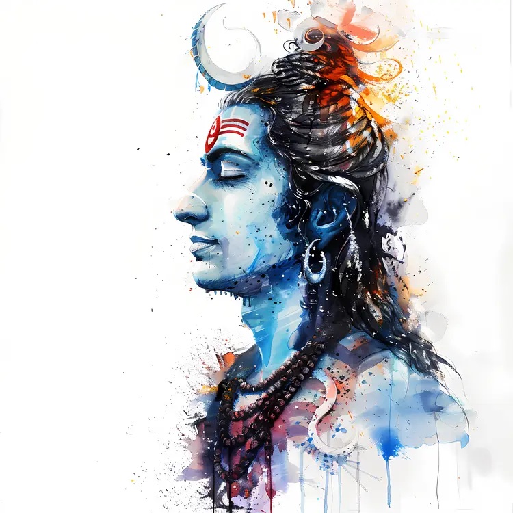 Watercolor Shiva Illustration