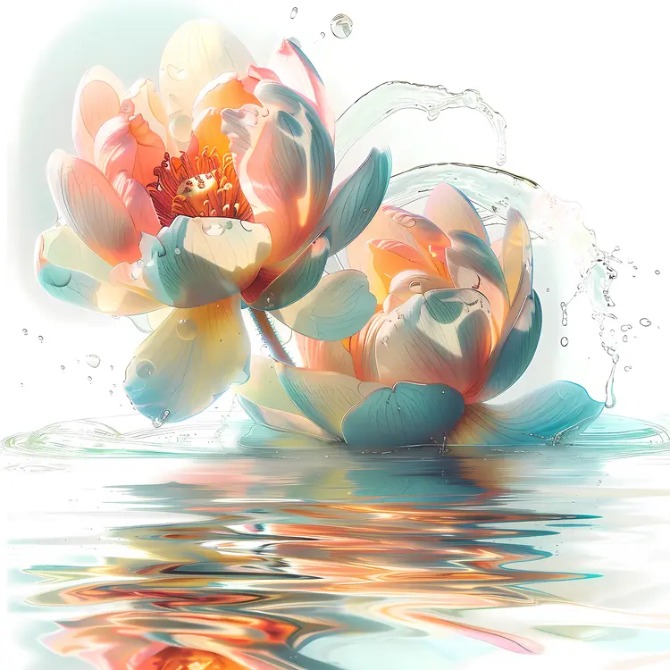 Beautiful Water Lily Flowers in a Pond