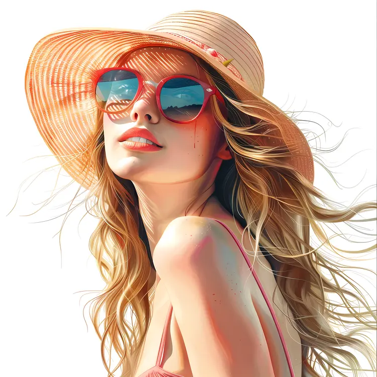 Stylish Woman in Sunglasses and Hat