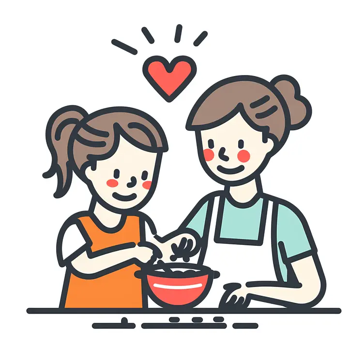Mother and Daughter Cooking Together