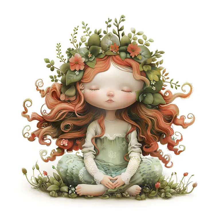 Red-Haired Girl with Floral Crown