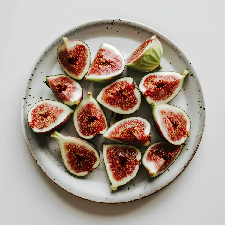 Fresh Sliced Figs on White Plate
