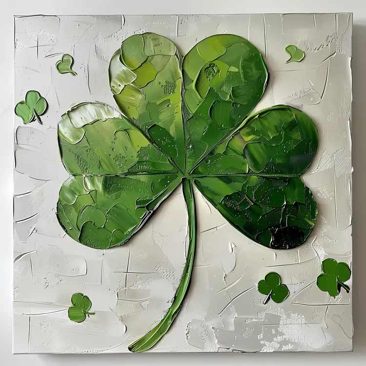 Green Four-leaf Clover Painting