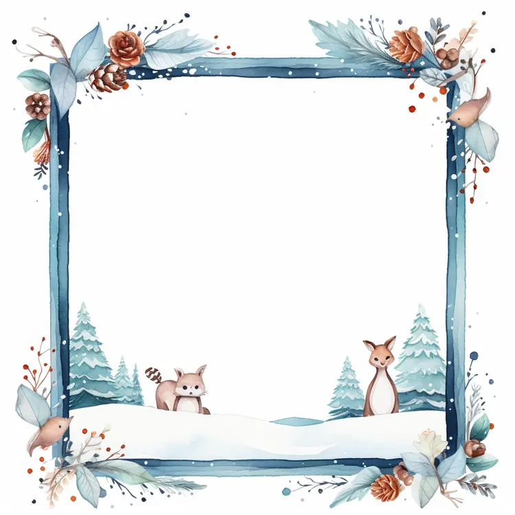 Fox and Squirrel in Winter Forest